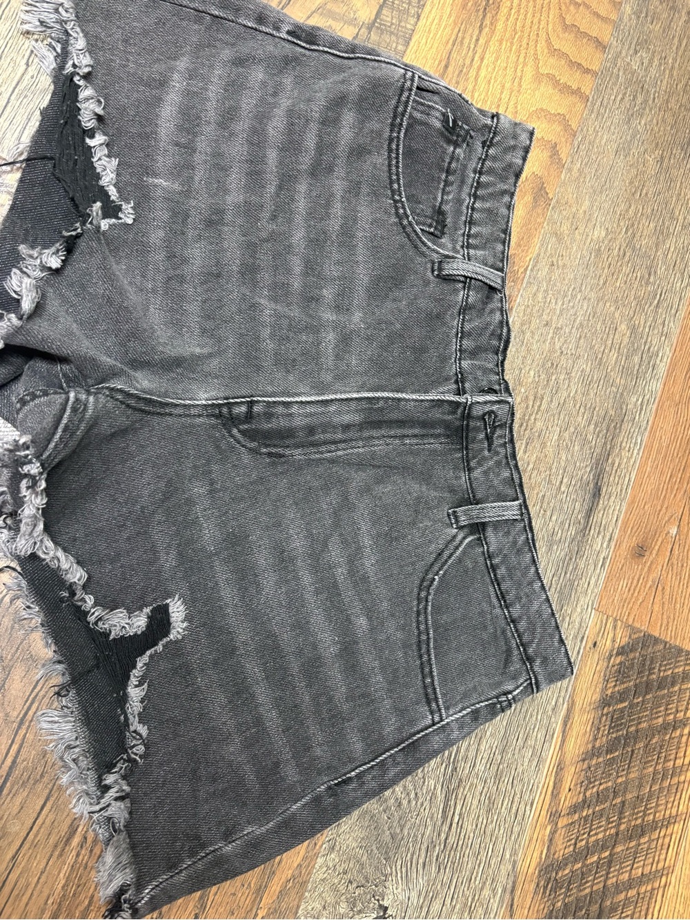 KanCan Black Frayed Hem Denim Cutoff Shorts